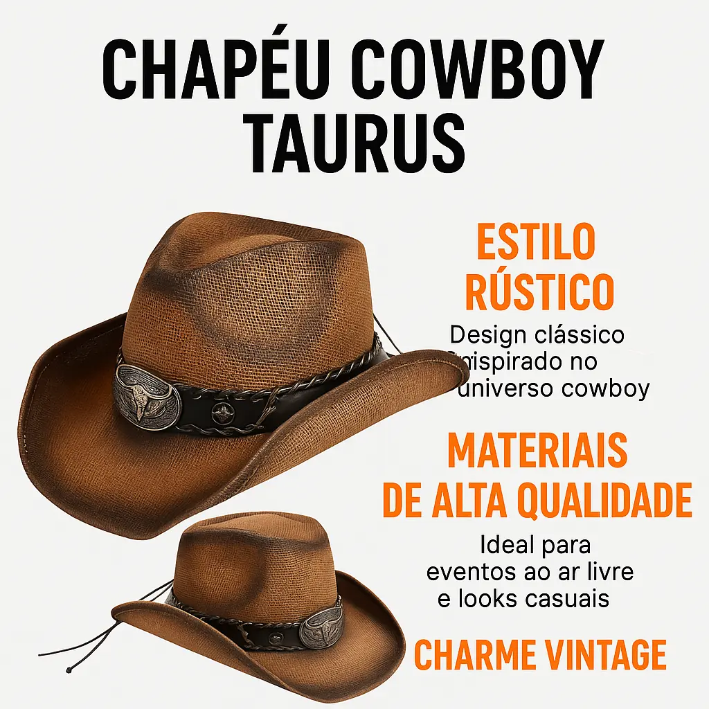 Chapéu Masculino Cowboy Vintage Taurus - Image 4