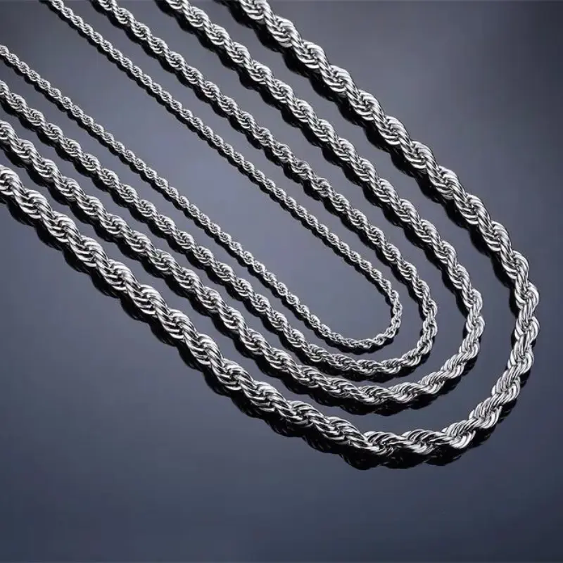 Corrente Masculina Trançada 50cm em Aço Inoxidável - Image 5