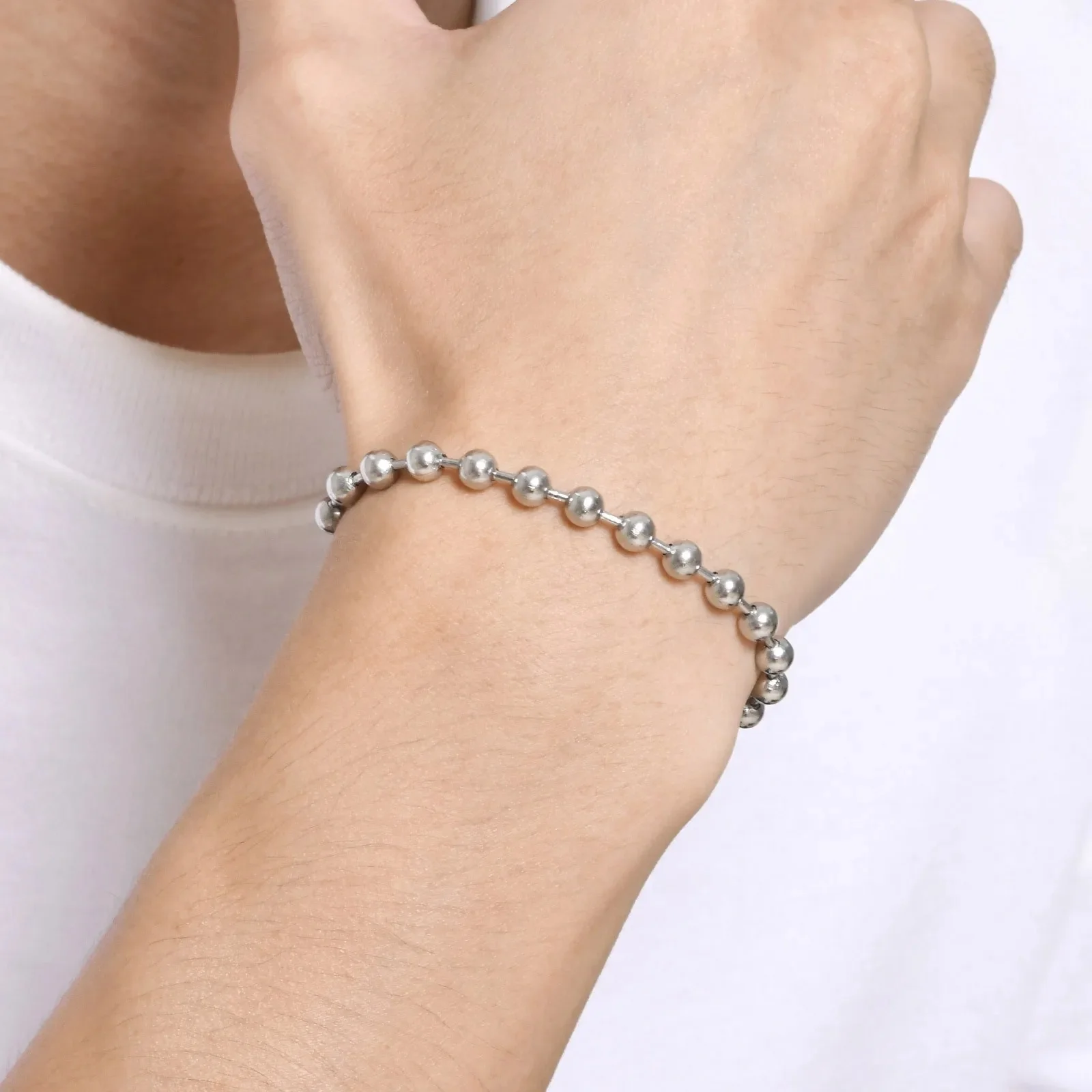 Pulseira Masculina Clássica Frisado Aço Inoxidável - Image 6