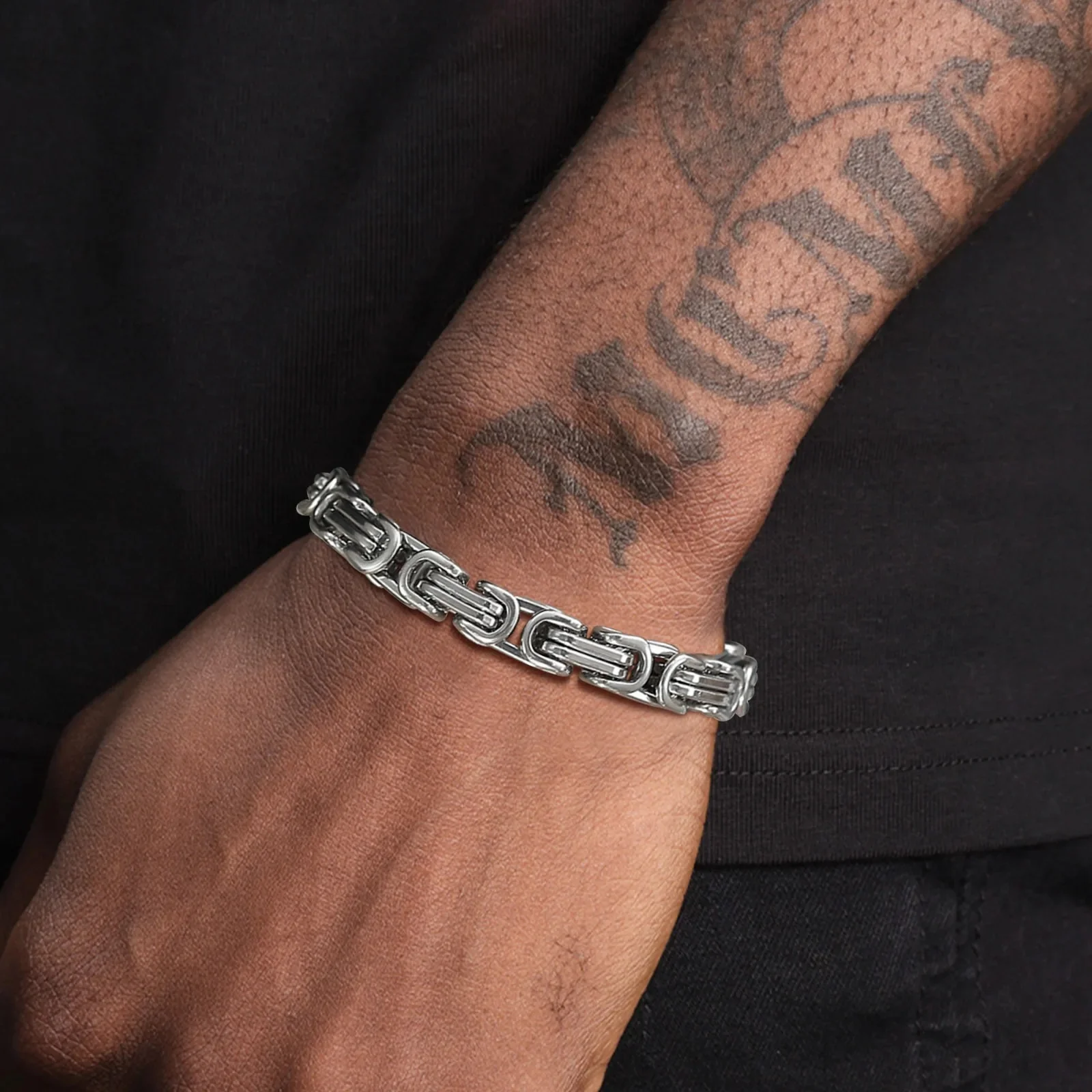 Pulseira Masculina Corrente Bizantina Erohs em Aço Inoxidável - Image 3