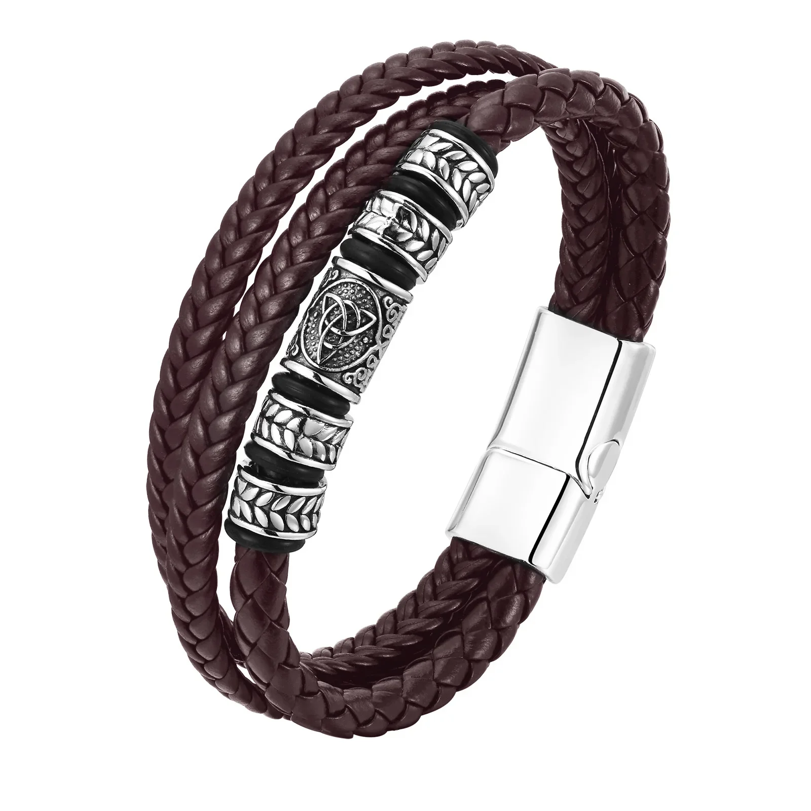 Pulseira Masculina de Couro e Aço Lukz - Image 4