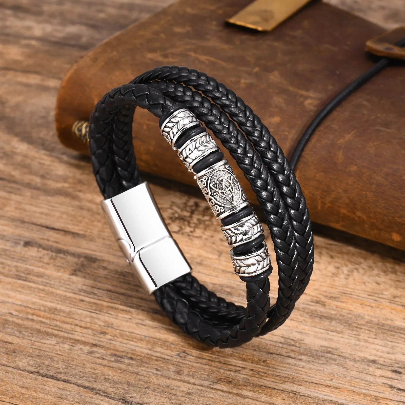 Pulseira Masculina de Couro e Aço Lukz - Image 5