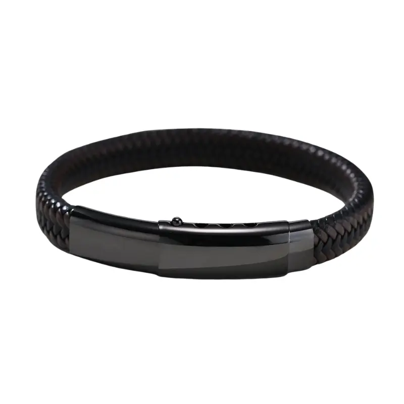 Pulseira Masculina em Couro Trançado - Image 5