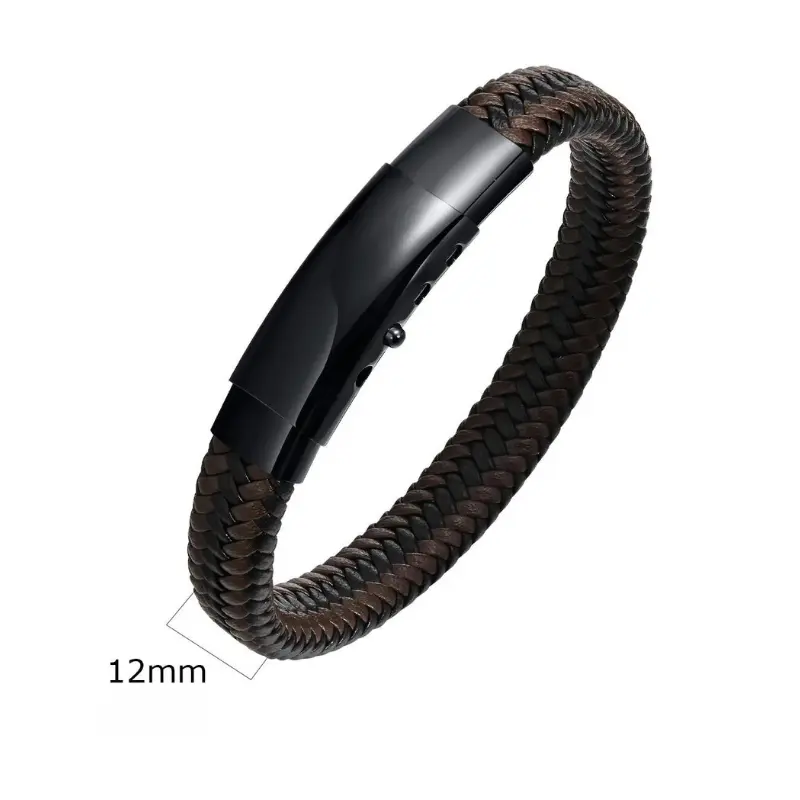 Pulseira Masculina em Couro Trançado - Image 6